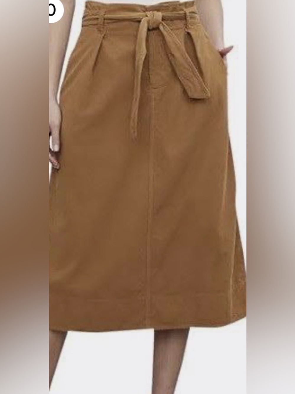 VELVET BY GRAHAM & SPENSER Tan Tie-Waist Midi Skirt